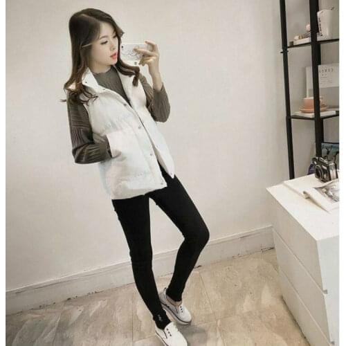 2020 Women Sleeveless Vest Winter Korean Style Stand Collar Down Cotton Padded Jacket Female Warm Sleeveless Waistcoat Vest
