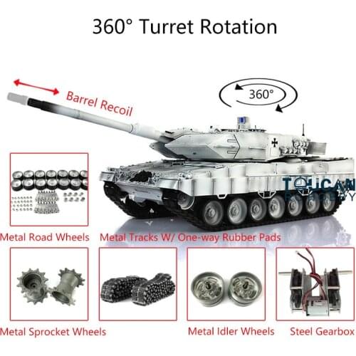 1/16 Henglong 7.0 Leopard2A6 RC Tank 3889 Barrel Recoil Metal Tracks Rubber TH17639-SMT4