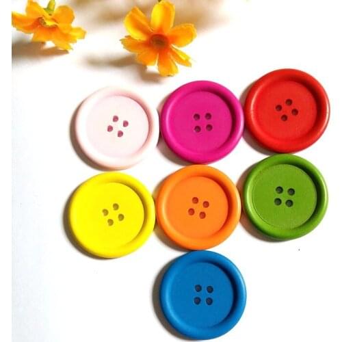 10pcs/lot diameter 40mm Mixed Multi-colored Round Big Wood Buttons of Scrapbooking decorative buttons