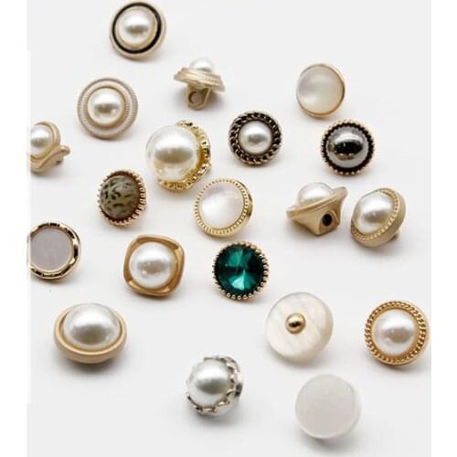 Tiny Pearl crystal,rhinestone sewing metal button for luxurious cashmere coat,sweater cloth , skirt, dress 10 pcs a lot