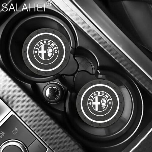 2Pcs Car Anti-slip Coaster Water Cup Bottle Mat For Alfa Romeo 159 Giulietta 147 Mito Giulia 156 GT Auto Interior Waterproof Pad
