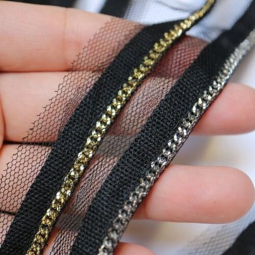 2yards metal chain lace trims for clothes Sewing White lace trimming ribbon for DIY clothes accessories