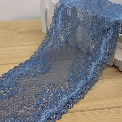 3M/lot 18cm wide Luxury blue ochre embroidery flower mesh lace wrapped chest underwear skirt lace fabric AC239