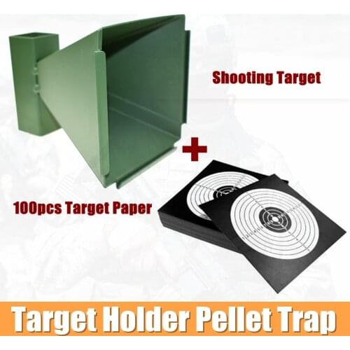 5.5inch Steel Funnel Shaped Shooting Target Holder Air Rifle Pellet Trap Shooting Airsoft with 100pcs Target Papers