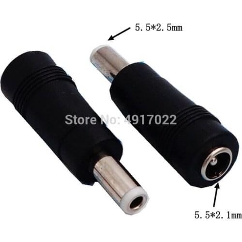 5pcs 5.5 x 2.1 mm Female to 5.5 x 2.5 mm Male DC Power Connector Adapter Laptop 5.5*2.1Female to 5.5*2.5 Male DC Converter Head