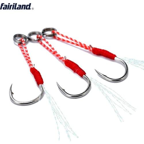 5 Pcs/lot Hi-carbon Fishhooks 20KG/44Ib Barbed Finished with Nickle Connect with Lead Fish Assist Jig Hook Fishing Tackle