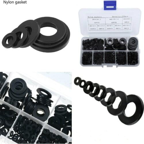 500pcs M2-M10 Black Nylon Gaskets Plastic Washer Insulation Seal Ring Flat GasketFor screws And Bolts