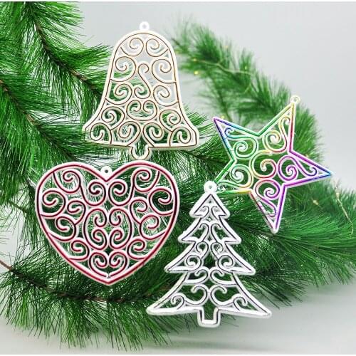 5PCS Christmas tree pendant decoration glitter Christmas ornaments tree family pendant decoration childrens toys navidad 2021