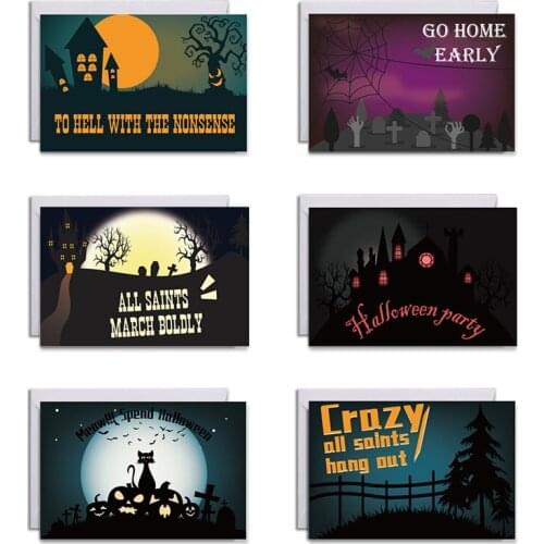 6pcs/lot 3D Creative Halloween Greeting Card Cartoon Holiday Blessing Card Envelope Sticker Set Cards halloween decor 6x8 inch