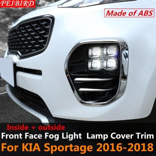 ABS Auto Styling Front Face Fog Light Foglight Lamp Protector Molding Cover Trim Accessories For KIA Sportage 2016 2017 2018