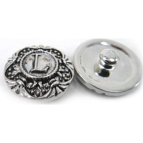 Free shipping 1.8-2cm word Letters L design charm snap button metal charms