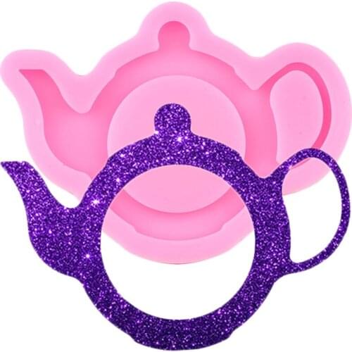 Shiny Teapot Shape Silicone Mold Epoxy Resin Keychain Molds Pendant Polymer Clay Mould Necklace Charms Making Jewelry Moulds