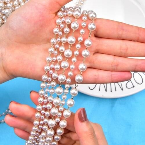 2/ 10Meters Imitation Pearl Beads 4Mm 5Mm 6Mm 8Mm Handmade Metal Chain Diy Decoration Wedding Party Bracelet Necklace Jewelry