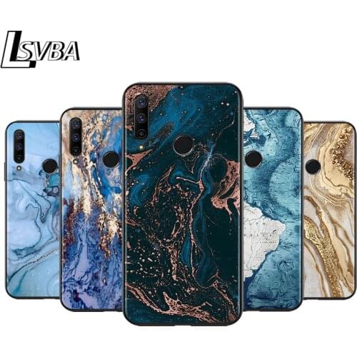 Anti-Fall Soft Black Cover Vintage Marble Style For Huawei Honor 30 20 10 9X 9 Lite Pro V20 20S 9S 9A 9C 9N Phone Case