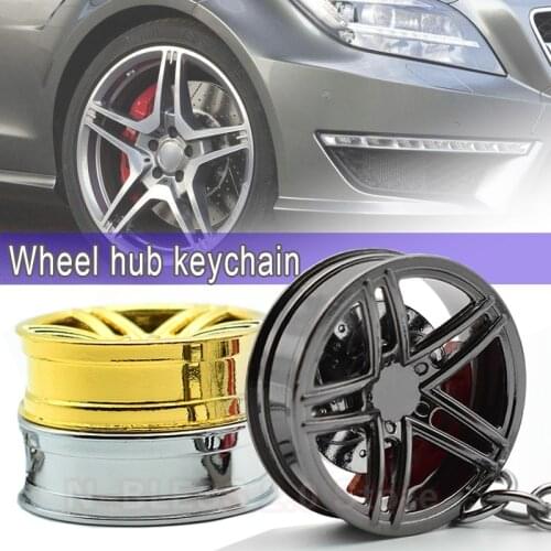 Black Luxury Zinc Alloy Car Wheel Rims Car Key Ring Wheel Hub Key Chain Auto Modification Parts Creative Keychain Accessories