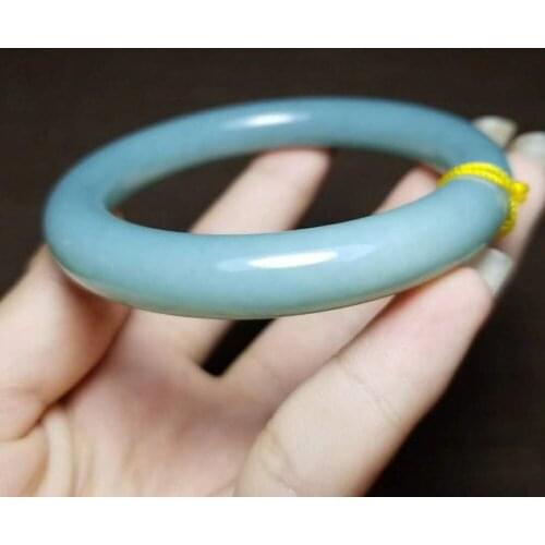H18#Russian material Hetian jade duck egg sapphire round bracelet
