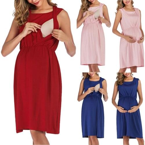 2020 Summer Maternity Clothes Breastfeeding Vest Skirt Pregnancy Sleeveless Maternity Dresses for Pregnant Women Nursing Dress