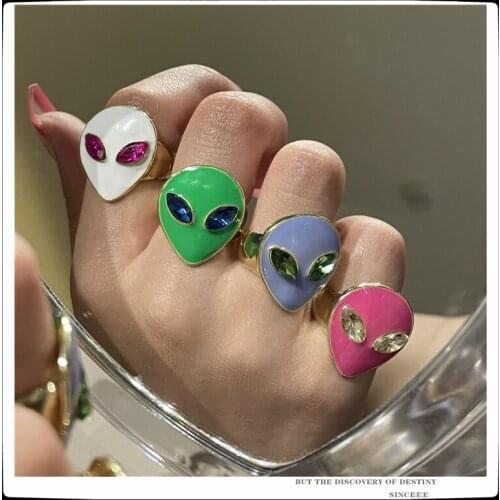 EDY Hot Selling Ring 2021 Simple Alien Multicolor Personality Set Diamonds Fashion Rings For Women Girl Jewelry Accessories