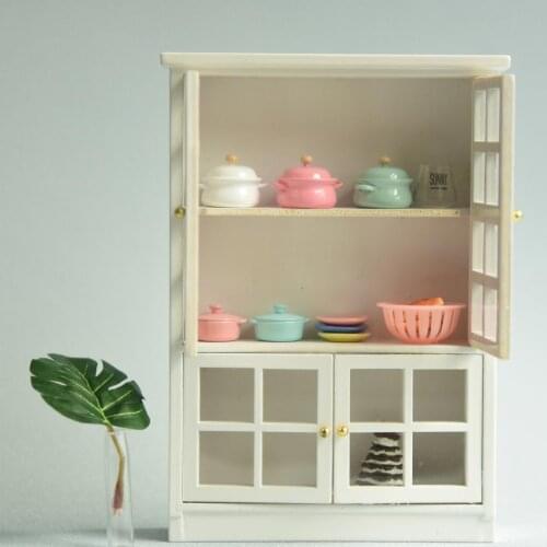 Mini Soup Pot 1/12 Dollhouse Miniature Kitchen Utensils Pot W/Lid Green