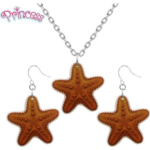 2019 Fashion Girl Kid Gift Jewelry Little Starfish Earring Pendant Short Chain Necklace Xma Gift Women Jewelry KS129