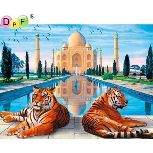 NEW DIY Diamond Embroidery Painting Cross Stitch Two Tigers Home Decorative square Full Mosaic Crafts 3d Kits For Needlework