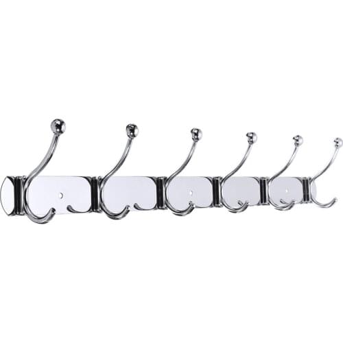 Stainless Steel 6 Hooks Wall Mount Hook Hanger Organizer Hat Clothes Hanging Rack For Coat Clothes Hat Towel Jacket Hooks