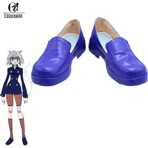 ROLECOS Hunter x Hunter Neferpitou Cosplay Shoes Anime Neferpitou Cosplay Shoes Women Blue Boots Shoes Uniform Outdoor Hiking