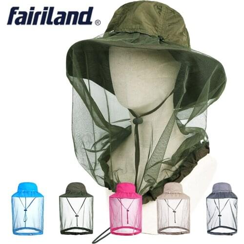 Outdoor Camping Fishing Quick Dry Bug Away Bucket Hat w/ 360 degree Netting UPF 40+ Sun Cap Fishing Hats Booney Hat
