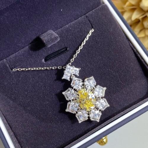 Classic 100% 925 Sterling Silver Oval Cut Created Moissanite Citrine Gemstone Party Octagon Pendant Necklace Fine Jewelry Gift