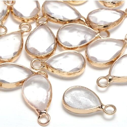Natural Stone Pendants Drop Shape in Section Semi-precious Stone Edging Necklace Pendant for DIY Jewelry Making Size 10x14 mm