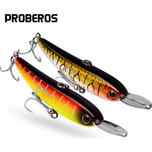 PROBEROS Minnow Fishing Lure 10cm-3.94" Artificial Bass 21.5g-0.76oz Baits 6# BKB Hook Hard Wobblers Tackle