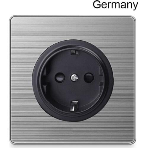 86 type Germany Socket 1 2 3 Gang 1 2 Way home switch Press button with led brushed stainless steel switch France UK US socket