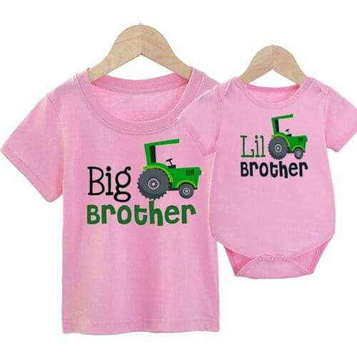 Family Matching Clothes Mother Father Daughter Son Kids T shirt Family Big Brother Lil Brother Truck Clothes Mommy and Me Top