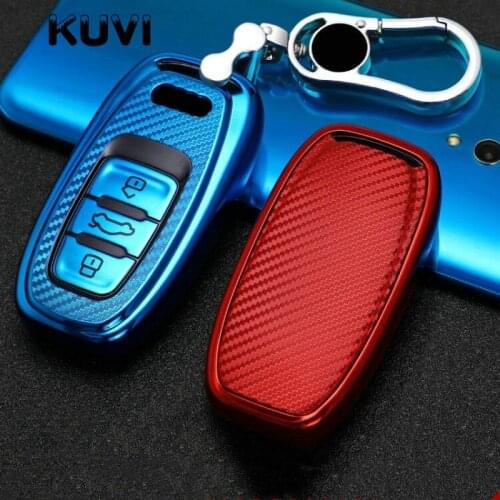 TPU Carbon Grain Car Key Case Cover for Audi A4 A4L A5 A6 A6L Q5 S5 S7 Protect Shell Car Styling Smart Key Styling
