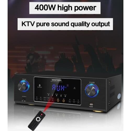 KYYSLB 400W 4-16Ohm AK-381 KTV Family High-power Card Package Amplifier with Bluetooth USB Playback Reverb Adjustment Amplifier