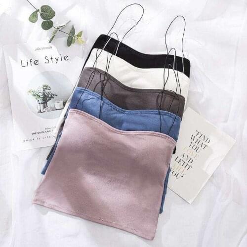 Women Sleeveless Camisole Yoga Runnning Sports Clothes Solid Cotton Padded Sling Tops Tube Vest Lingerie Bra