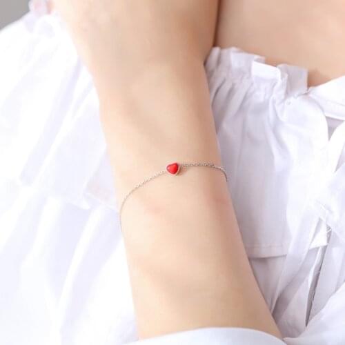 DreamySky New Arrivals Real Pure Silver Color Love Heart Bracelets For Women pulsera de plata Drop Shipping