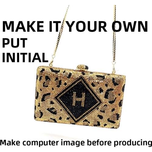 Make it your own hot leopard print clutches party purses women evening party diamonds initial crystal purses