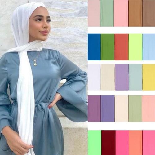Women plain bubble chiffon scarf hijab wrap printe solid color shawls headband muslim hijabs scarves