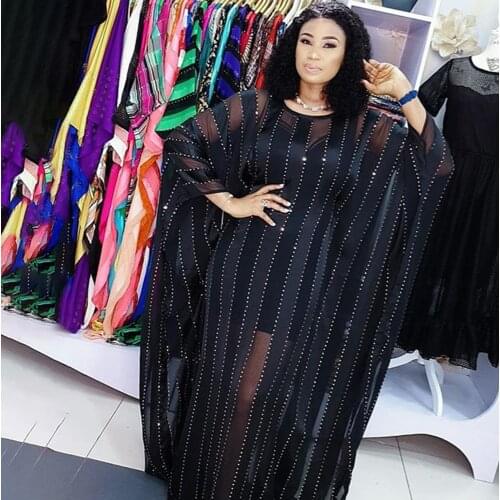 New Arrival Dresses For Women Colorful Stripe Design Diamonds Bat Sleeve Plus Size Clothing Female Fashion Long Maxi Vestidos