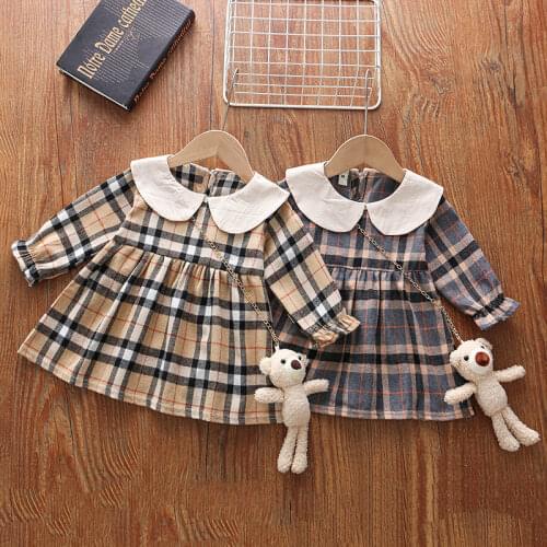 Girls Doll Collar Dress Lady Style Pattern Dress Kids Dresses for Girls 2 Year Old Baby Girl Clothes Party Dresses for Girls