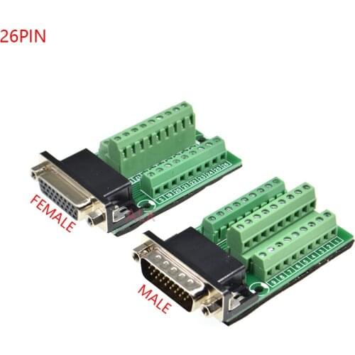 1PCS DB26 26PIN 3 ROW male female connector to terminal adapter D-SUB converter 26 pin terminal board Signal Module