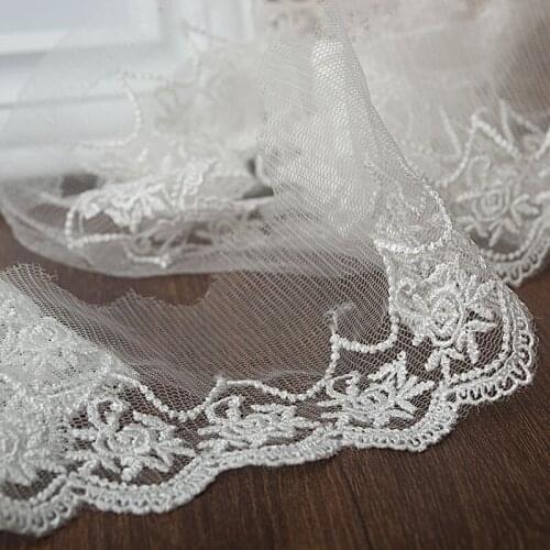 10yards/lot Width 7cm White embroidered mesh lace fabrics, crochet lace trim, Free Shipping