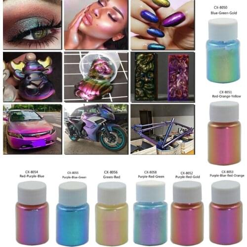 8Color Mirror Chameleons Pigment Pearlescent Epoxy Resin Glitter Magic Discolored Powder Resin Colorant Jewelry Making Tools 10g