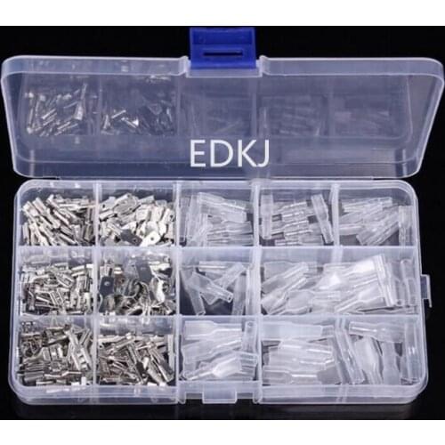 270Pcs Insulated Male Female Wire Connector Electrical Wire Crimp Terminals 2.8/4.8/6.3mm Spade Connectors Kit