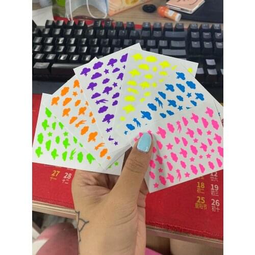 6Pcs/set Fluorescent 3D Nail Stickers Butterfly/Flame/Cloud/Letter Sticker DIY Design Image Nail Art Neon Holographic Decals 456