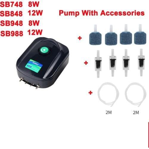 SOBO Aquarium SB988 Four Hole Oxygen Pump Mini Fish Tank Air Compressor Air Rise Air Pump for Fish Aerator Aquarium Accessories