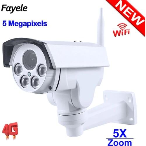 CCTV Security Wireless 5MP 4G PTZ Camera 5X Zoom WiFi Bullet IP Camera AI Humanoid Detection Phone Alarm IR 50M SD Storage P2P