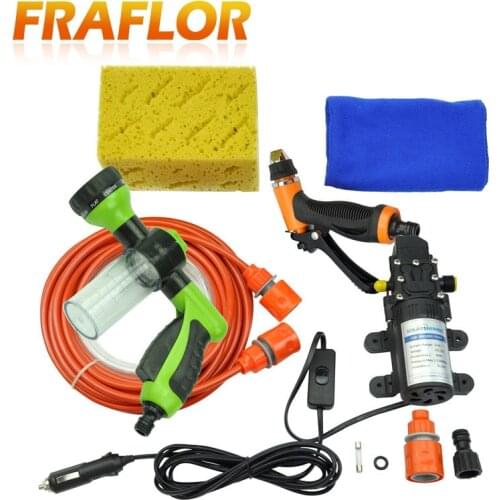 Household Self-priming Electric Car Washing Washer Machine 12V Car Washer Pump Cleaner + 8 Pattern Foam Water Gun [Package 2]