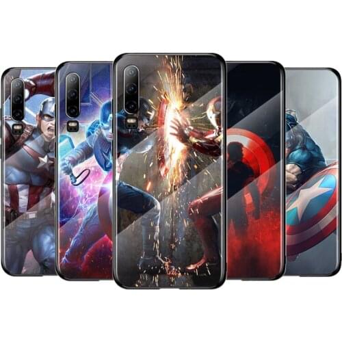 Marvel Captain America For Huawei P40 P30 P20 P10 Pro Plus Lite 5G 2019 Tempered Glass Cover Shell Luxury Phone Case